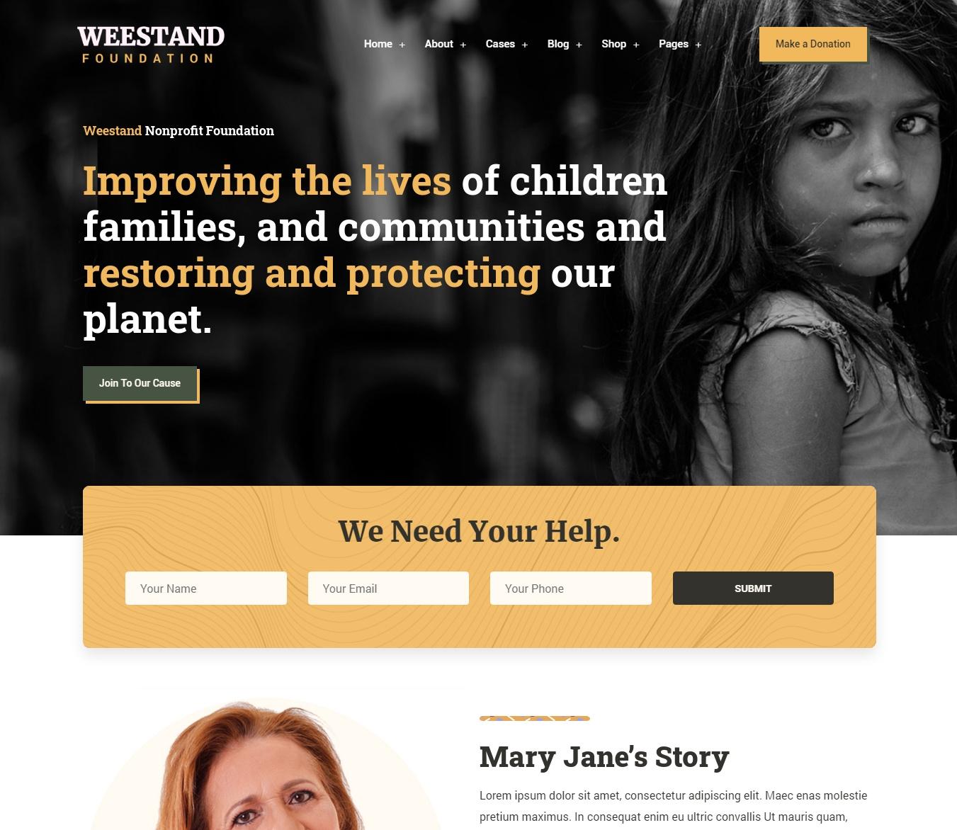 Weestand - Nonprofit, Charity, NGO Fundraising WordPress