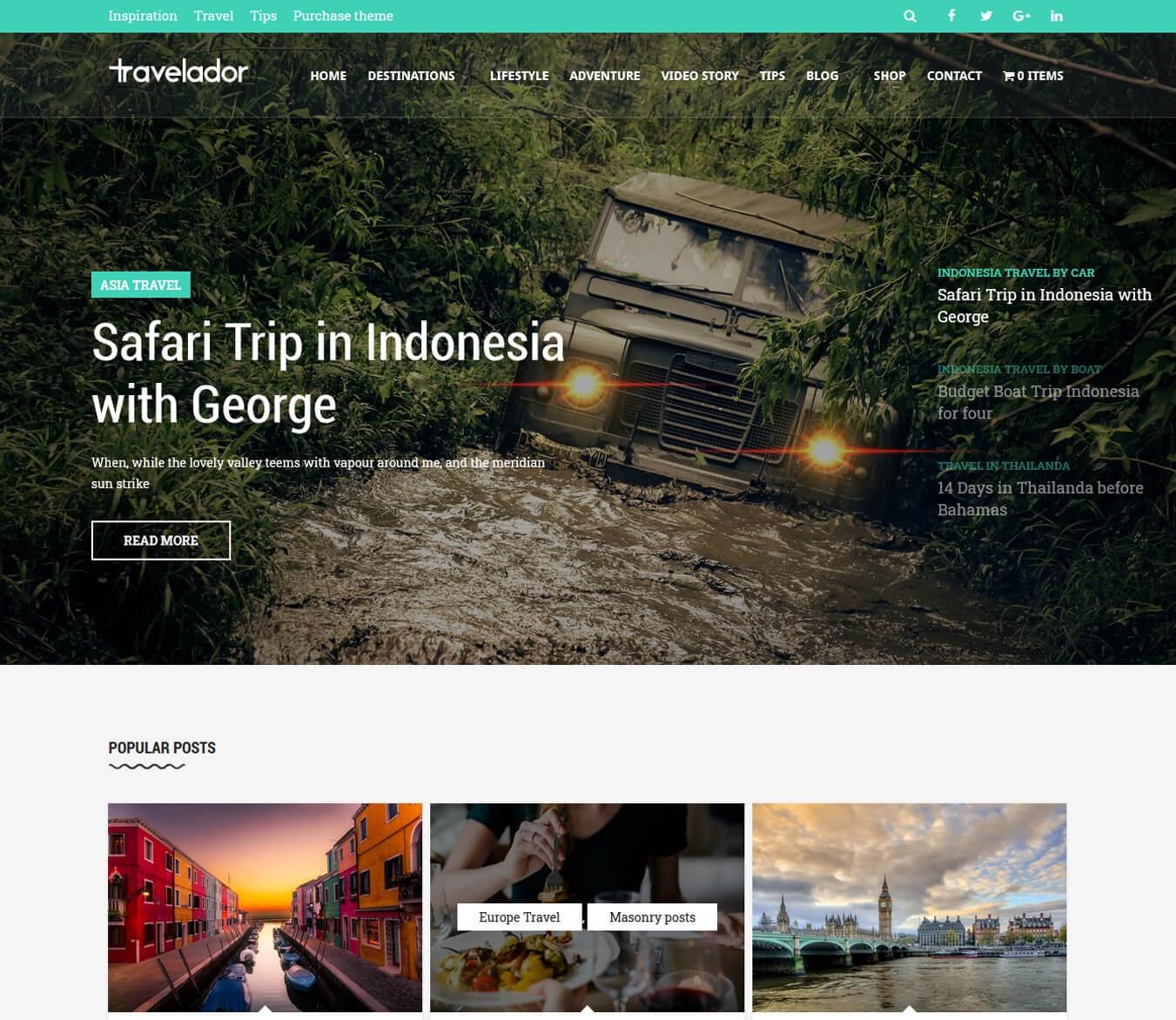 Travelador - Blog Tourism & WooCommerce Shop Theme